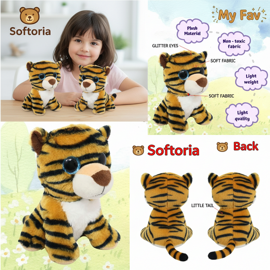 Little Tiger Soft Toy 22cm – Cute Plush Animal for Kids | Softoria