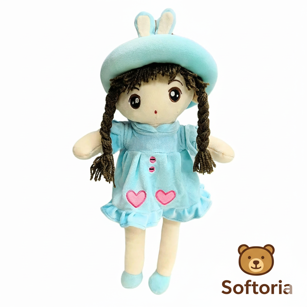 Eva Doll Soft Toy 45cm – Beautiful Plush Doll for Kids & Babies | Softoria