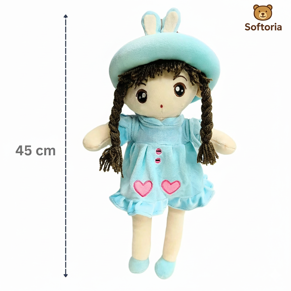 Eva Doll Soft Toy 45cm – Beautiful Plush Doll for Kids & Babies | Softoria