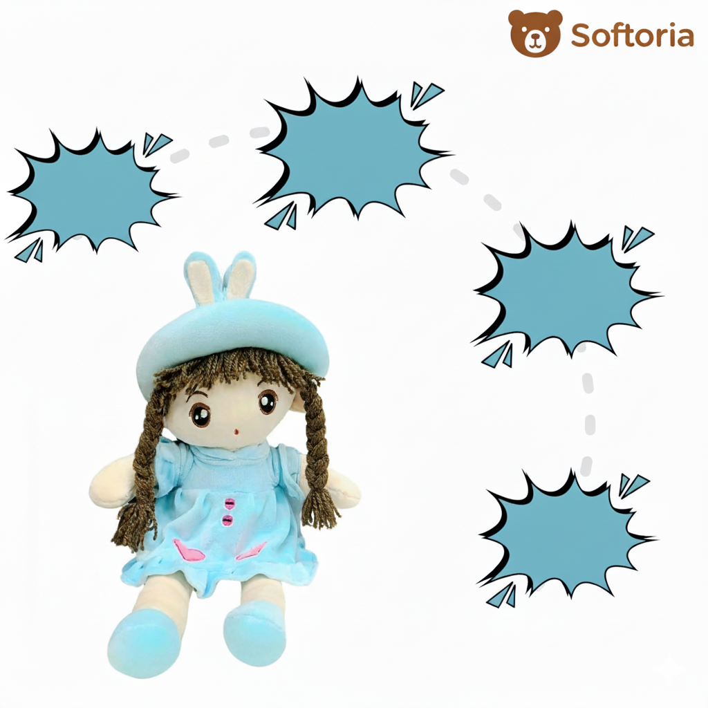 Eva Doll Soft Toy 45cm – Beautiful Plush Doll for Kids & Babies | Softoria